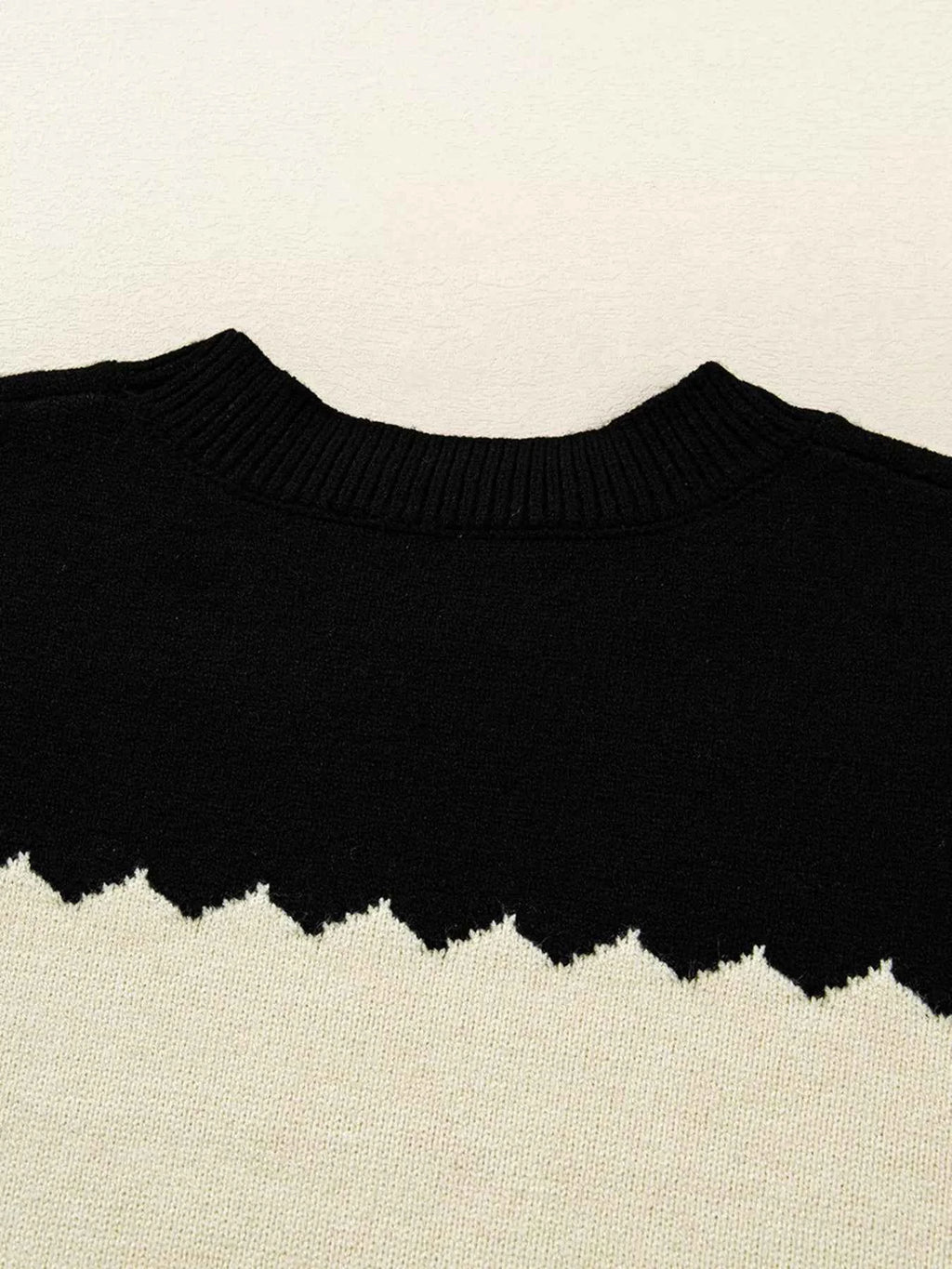 Color Block Crew Neck Drop Shoulder Sweater bc96ffa1cdb64526959903f7053414c8-Max-Origin