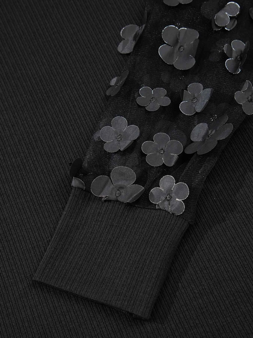 Flower Sheer Sleeve V-Neck Blouse bccaa607-6842-462a-bf04-36393e95f7b9-Max-Origin