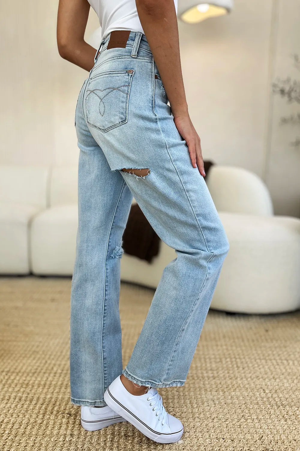 Judy Blue Full Size High Waist Distressed Straight Jeans bce509cc-4688-49f2-b12c-97caa2b321d6-Max
