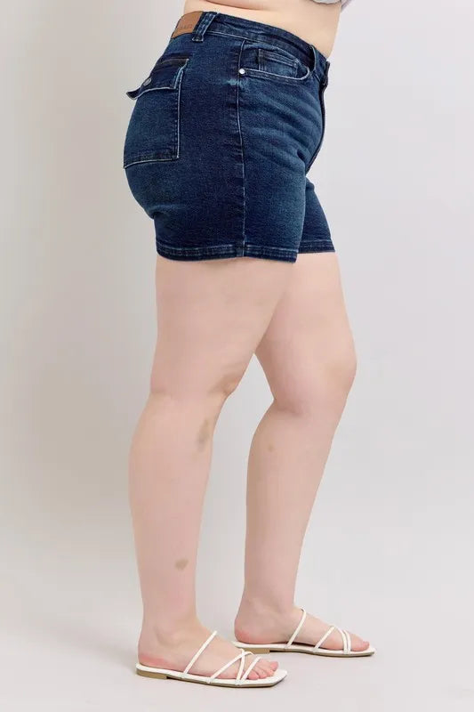 Judy Blue Full Size High Waist Back Flap Pocket Denim Shorts Plus Size bd2f6167-e91f-4fc9-8359-020b4cfb6b18-Max-Origin