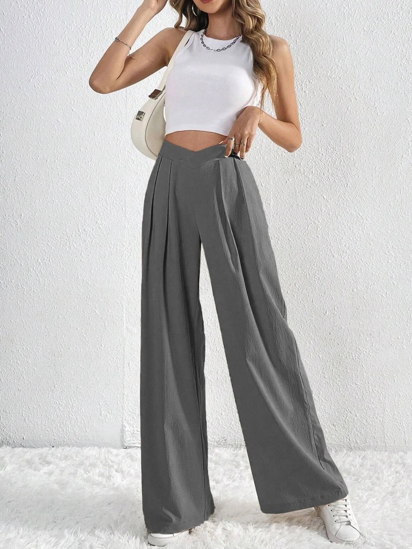 V-Waisted Ruched Front Wide Leg Pants bd43b7eb362e49559a6991a7f2dc4771-Max-Origin