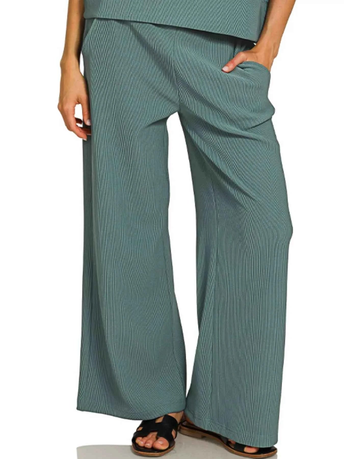 Zenana Ribbed Round Neck Tee & Pants Set bd4cf1f7-2e2f-4d45-ba3f-b0d6581b6018-Max-Origin