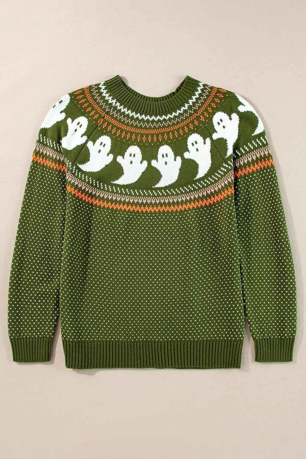 Ghost Round Neck Long Sleeve Sweater bd750408-7449-4e75-a112-bff281b03701-Max
