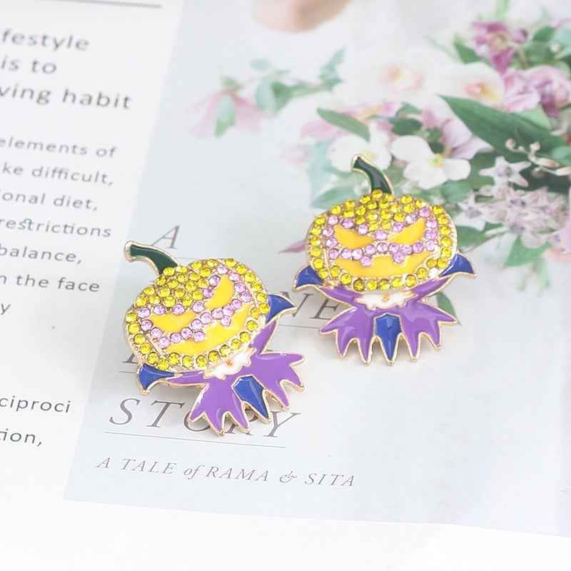Demon Pumpkin Rhinestone Alloy Earrings bd7a70fc90b143949b9fdeb04f9feb2e-Max