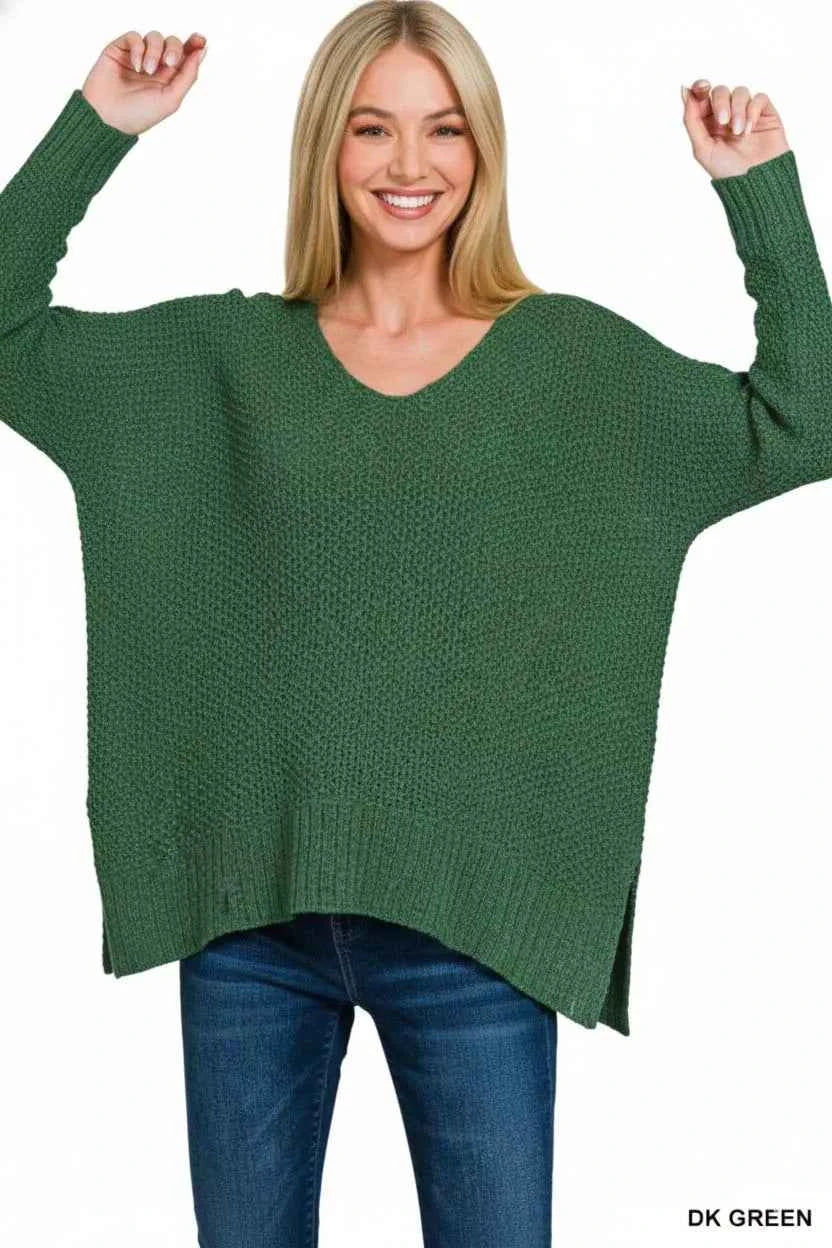 Zenana Dolman Sleeve V-Neck Sweater bd9cc441-f003-440f-b9cb-fef7c8fd608f-Max-Origin