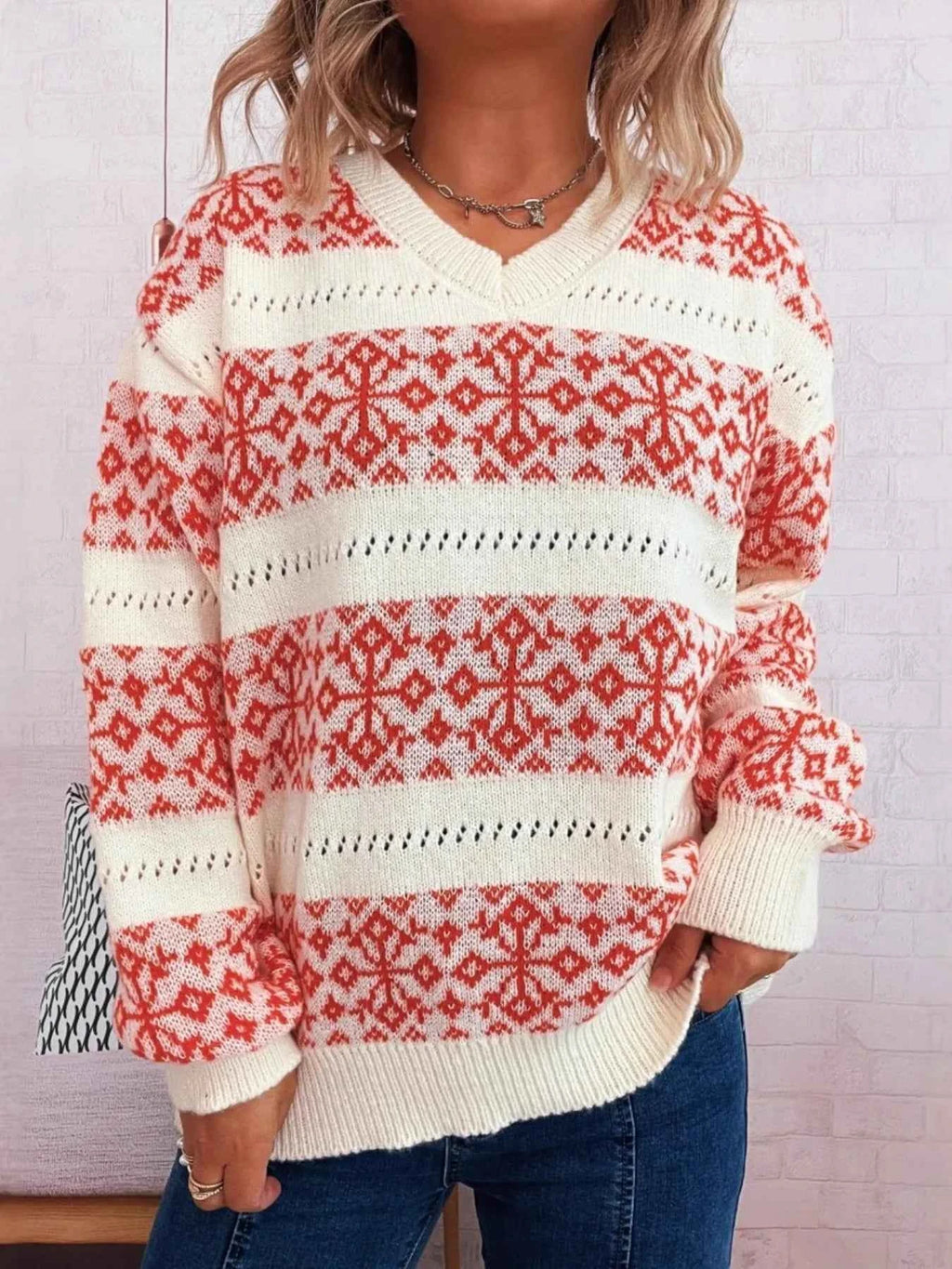 Contrast Ribbed hem Long Sleeve Sweater Orange One Size bdaf0603f3734a33906a4bb0a463a3a0-Max-Origin