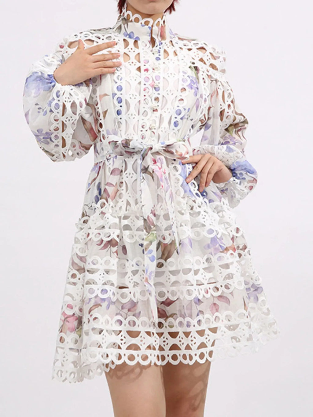 Lace Eyelet Mini Dress with Balloon Sleeves bddcd70f-75f9-4dec-a087-17a41fef9e7e-Max-Origin