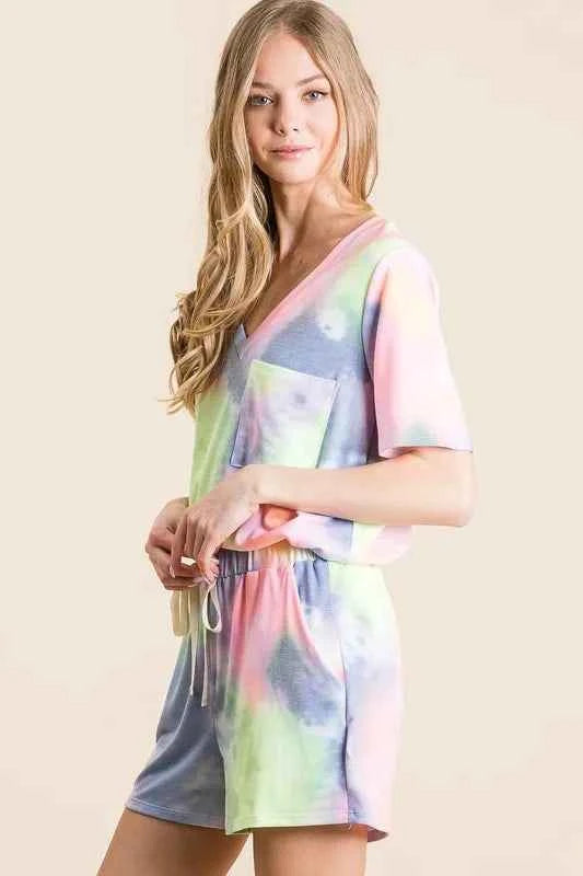 BiBi Tie Dye Casual Shorts with Twill Tape Drawstring be0cfac479bc4e6fa9e70d4806ef9488-Max-Origin