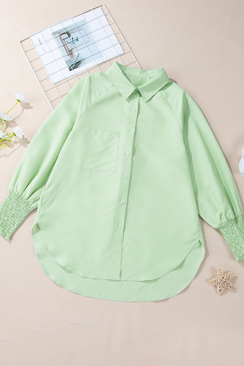 Pink Striped Pocket Button Up Plus Size Shirt be0f25913928276a