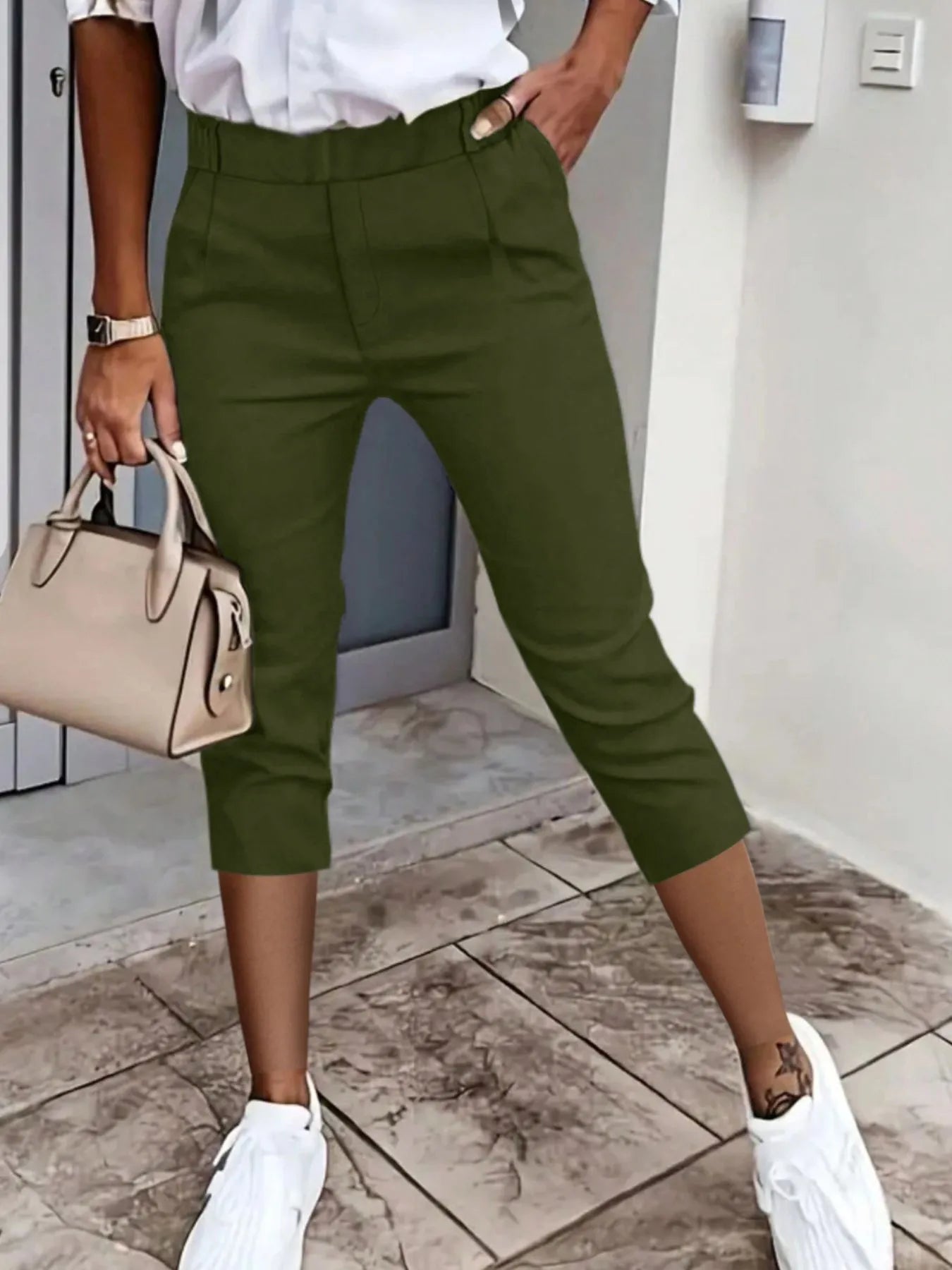 Pleated Detail Pants with Pockets Black Forest be4c3cd7-147e-42ec-92bb-cb91f4579151-Max-Origin