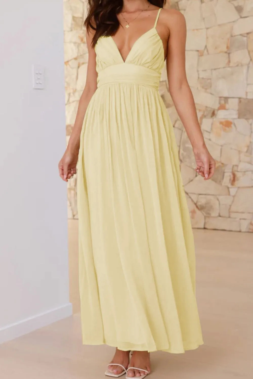 Ruched V-Neck Cami Dress be4c8983-318b-46d8-bc18-8771a24fd0ea-Max-Origin