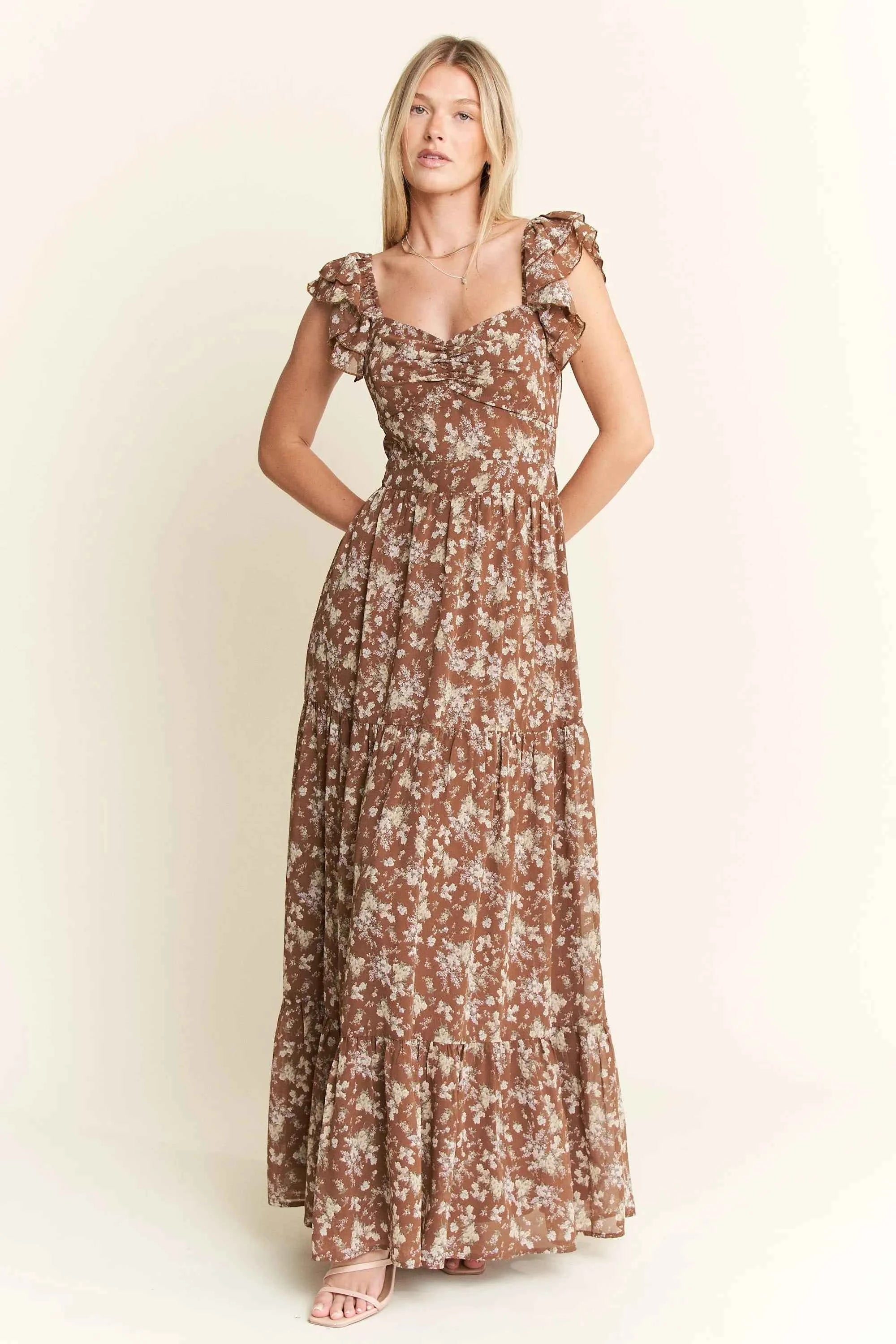 Jade By Jane Ruffle Sleeve Tiered Maxi Dress MOCHA be7abf6ff9a541a38a480181b9258098-Max-Origin