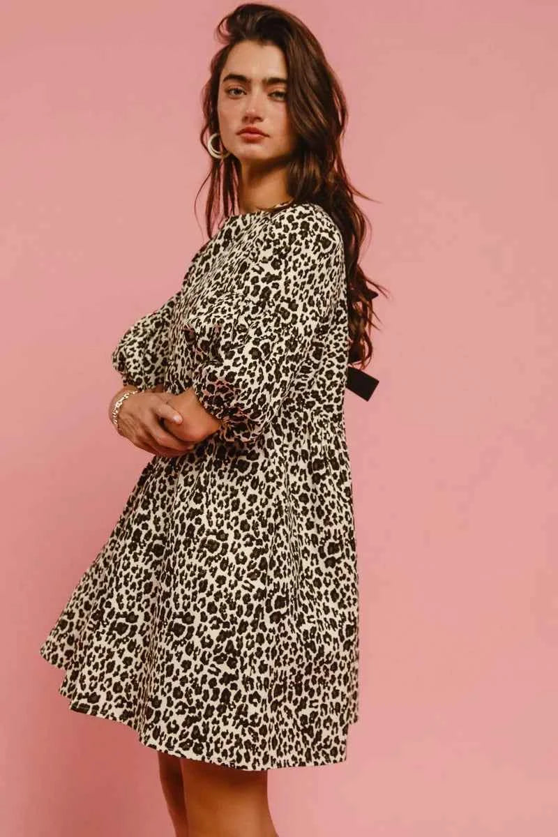 BiBi Leopard Denim Dress With Back Contrast Tie Detail beb0e29d039f4fd780f60884f0f380cd-Max-Origin
