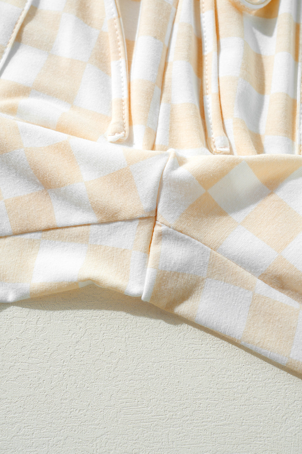 Beige Checkered Print Long Sleeve Loose Fit Pajama Set beb51fb8b88c4005