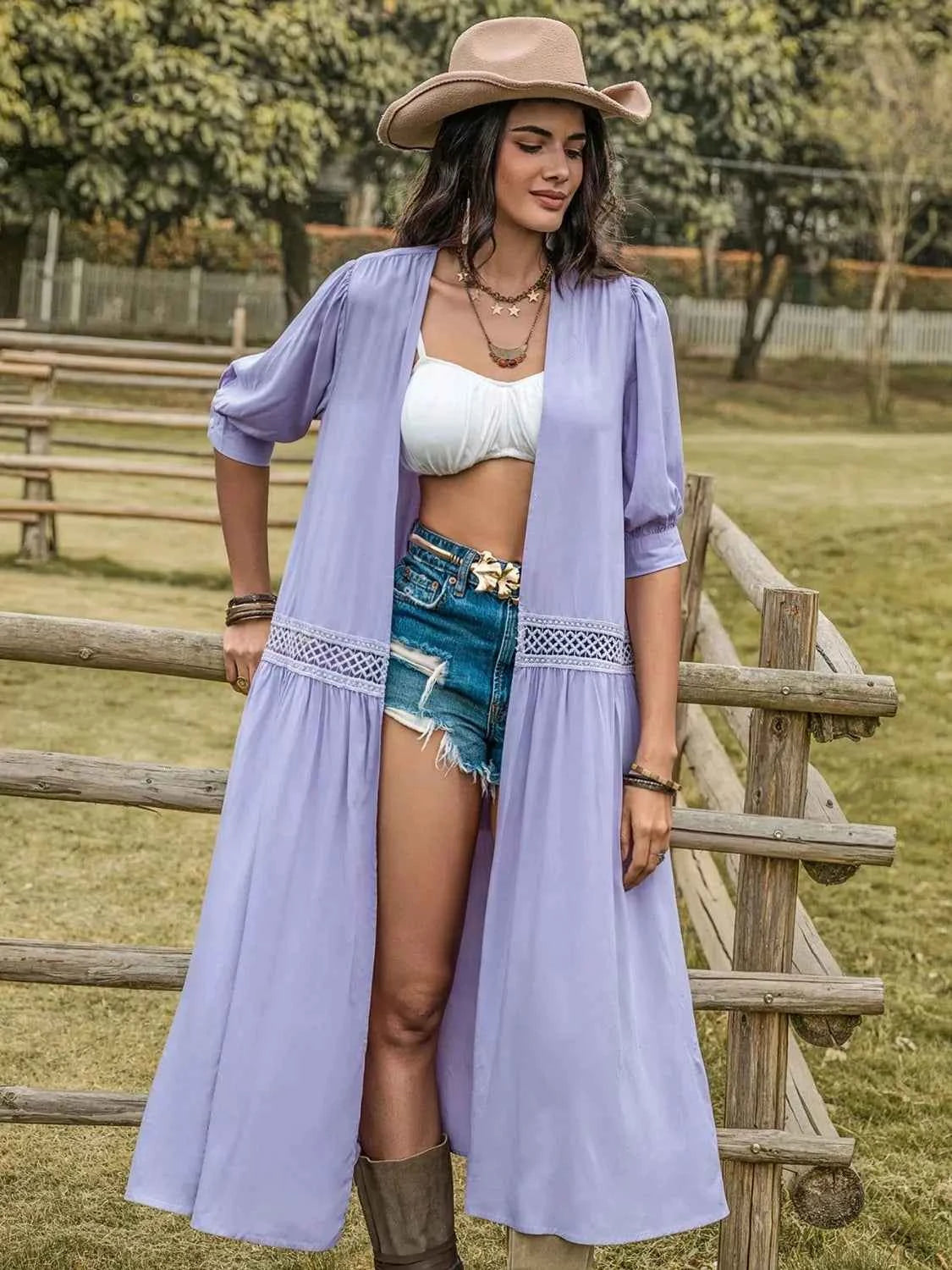 Open Front Half Sleeve Cover Up Lavender bee5d679-b1d6-4875-afe3-67294d083dce-Max-Origin