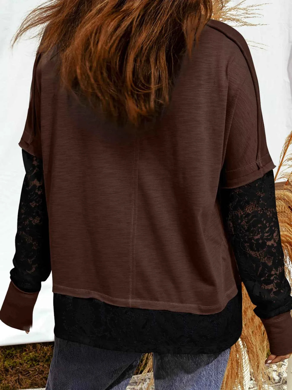 Sheer Lace Patchwork Casual Long Sleeve Top bf1898f9384e494fbb9d613561333bb1-Max-Origin