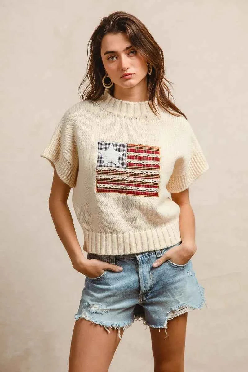 BiBi American Flag Patchwork Drop Shoulder Sweater bf78002dad834a27ae340e6f5fb11104-Max-Origin