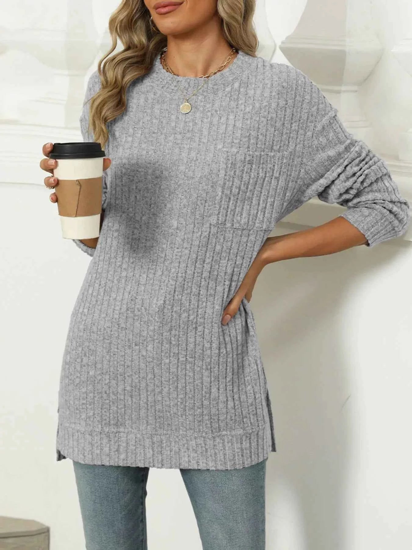 Ribbed Knit Round Neck Sweater bf7b6c9a-bfea-4d30-8856-a5c4e674c5cc-Max-Origin