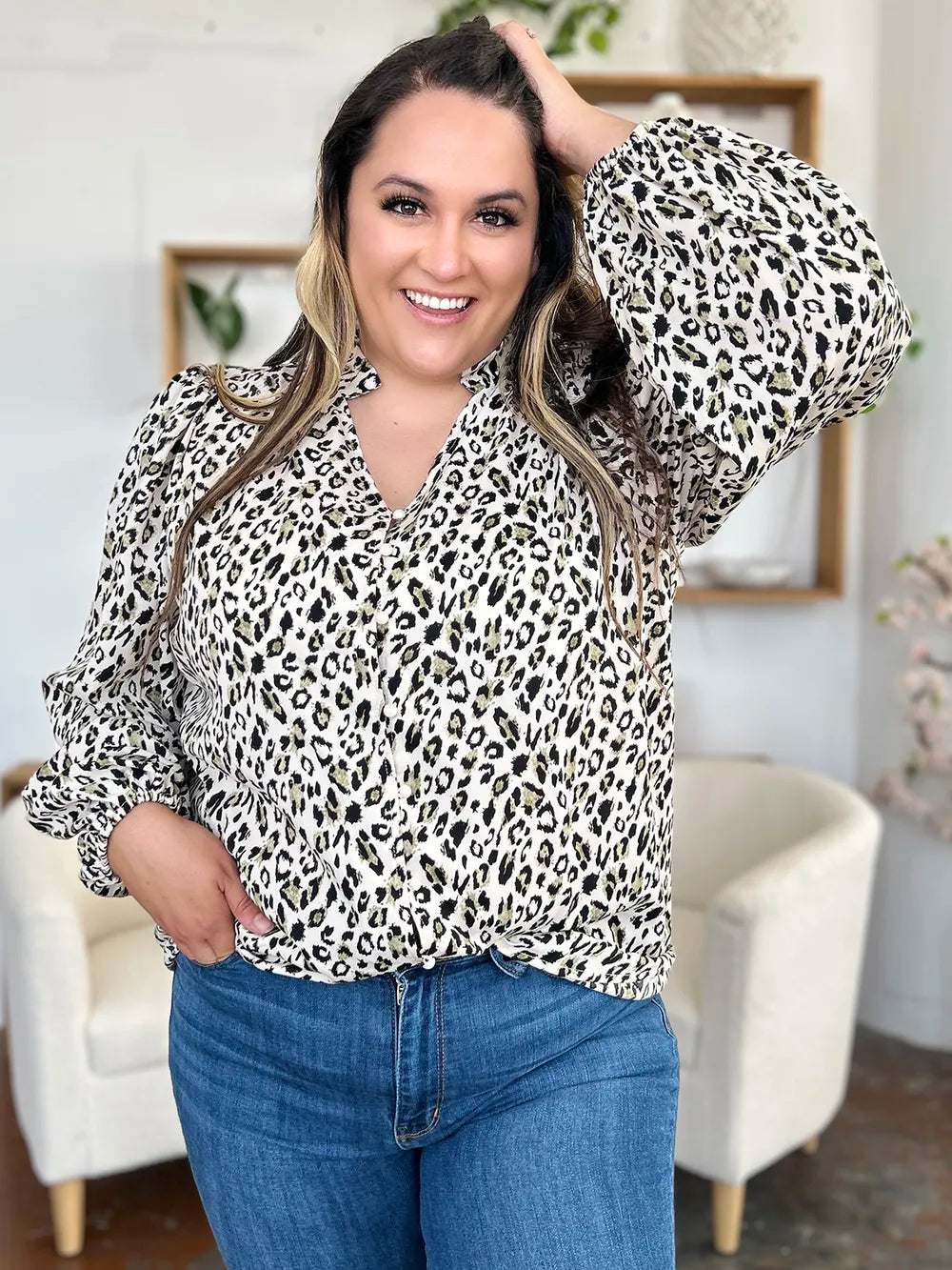 Double Take Full Size Leopard Long Sleeve Blouse bf9e3b43-5b65-4ead-a2d0-a263fe9a19dc-Max