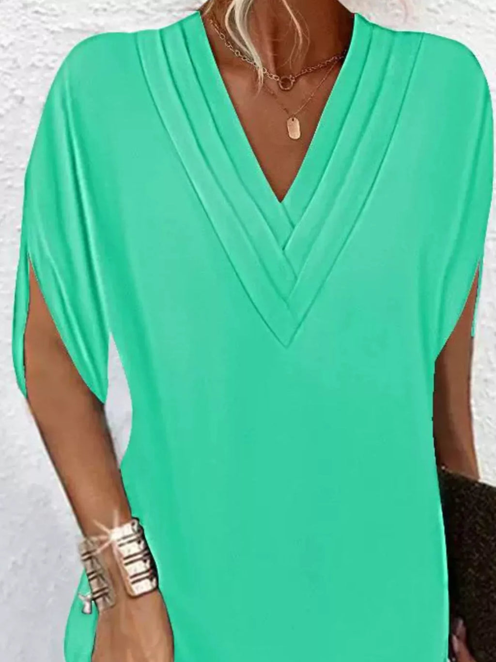 Full Size V-Neck Slit Sleeve Mini Dress Plus Size bfc2e7cd-478a-4f48-a123-2d8507c04f3a-Max-Origin