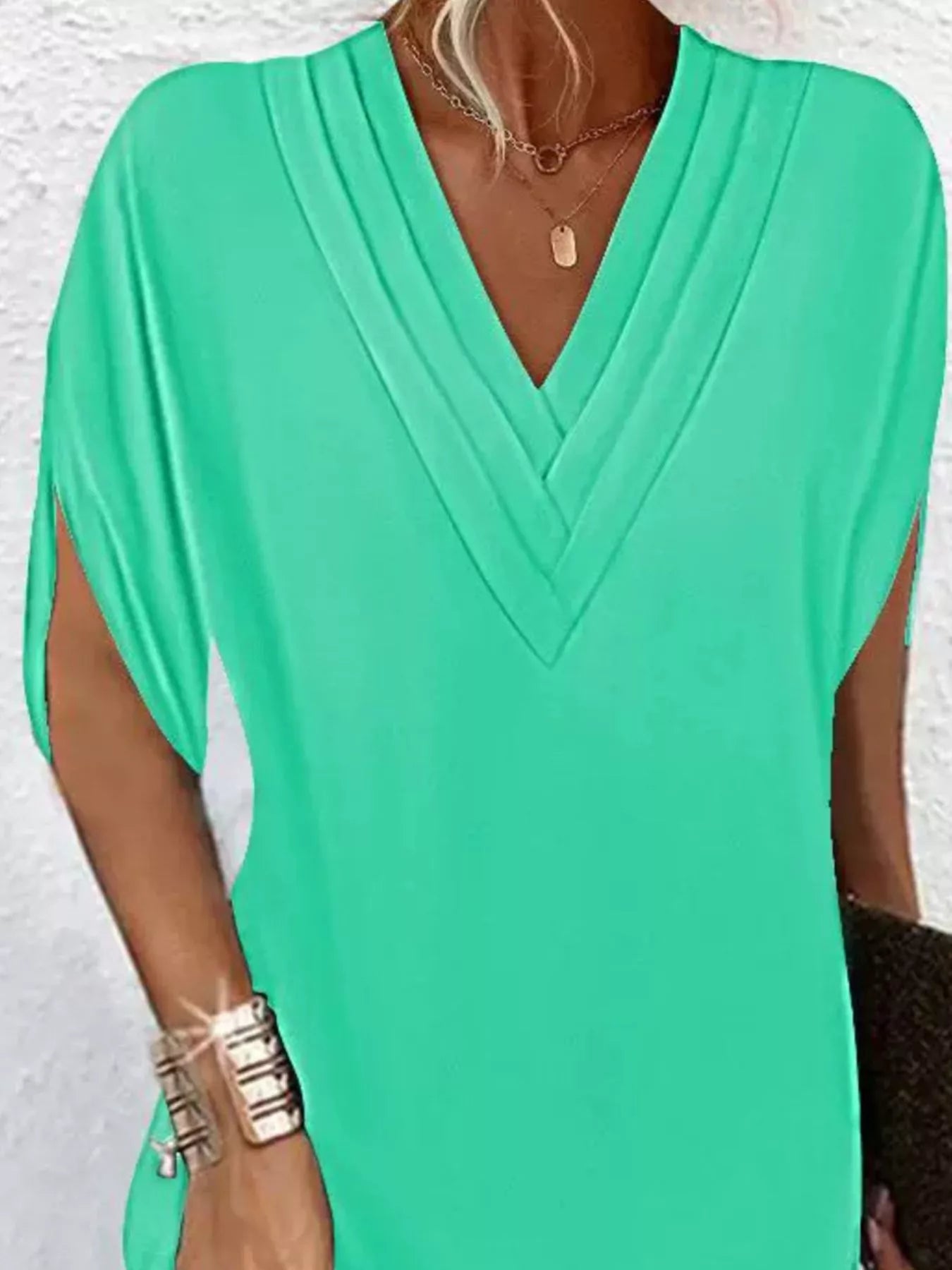 Full Size V-Neck Slit Sleeve Mini Dress Plus Size bfc2e7cd-478a-4f48-a123-2d8507c04f3a-Max-Origin