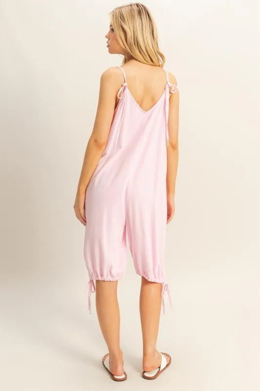 HYFVE V-Neck Pocket Detail Side Tie Hem Romper bffd7d709e7f41c5a82820390436d95b-Max-Origin