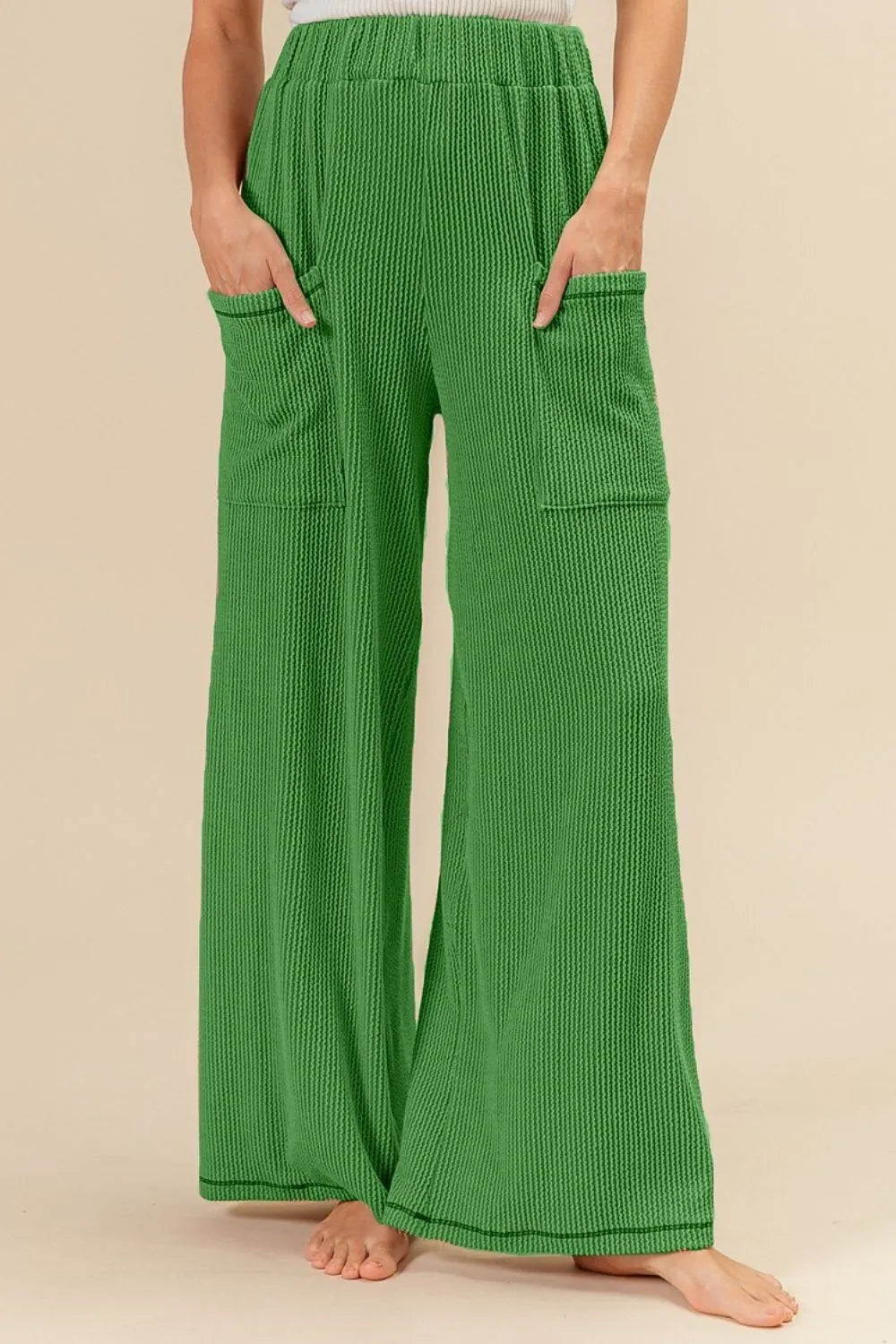 BiBi 2tone Cord Rib Waist Band Side Pocket Pants JADE c0183b19-eda2-446c-bc3a-2b74459bff5a-Max-Origin