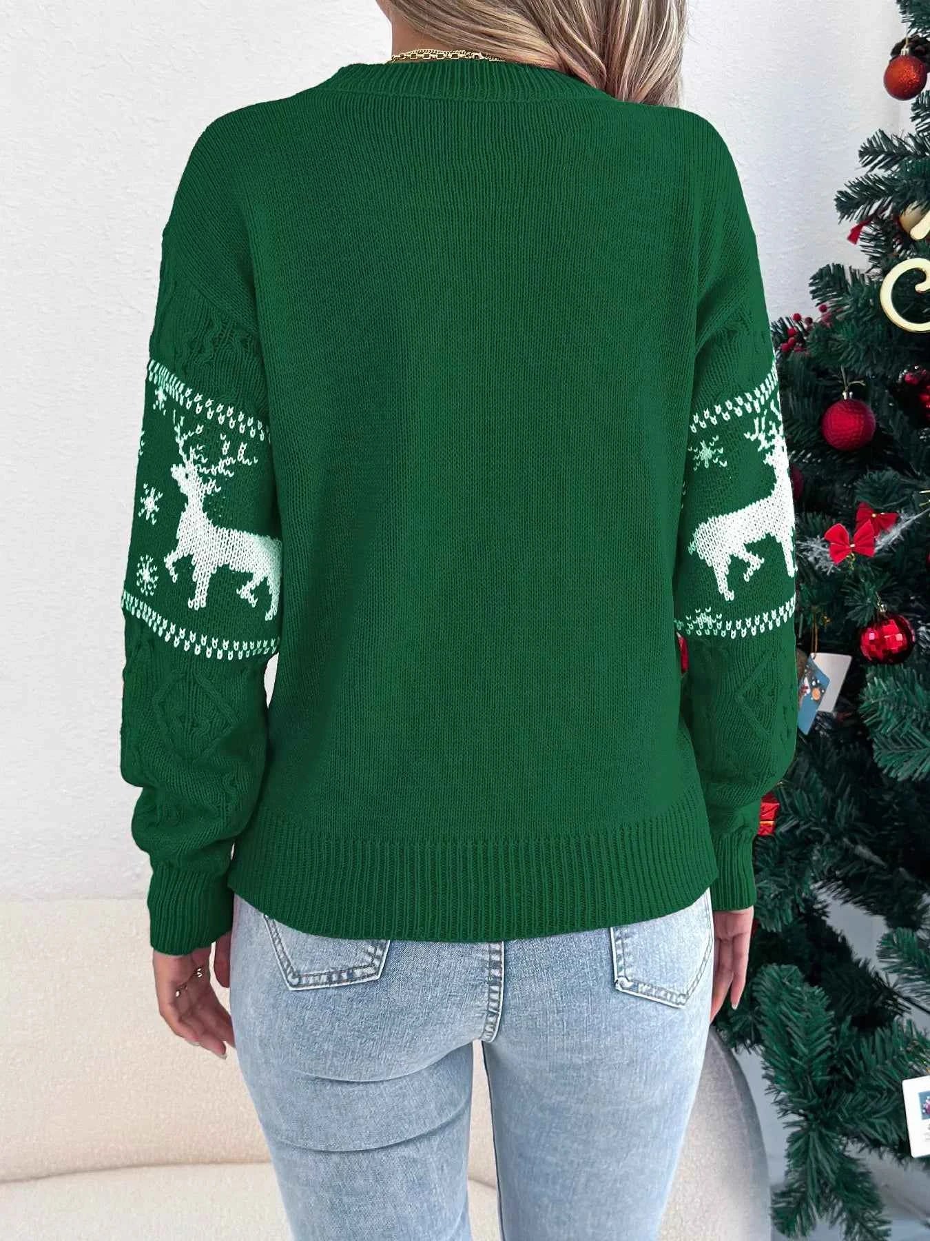 Christmas Reindeer Round Neck Sweater c01a8363-83a7-4c67-9629-36e3beb9f8bd-Max-Origin