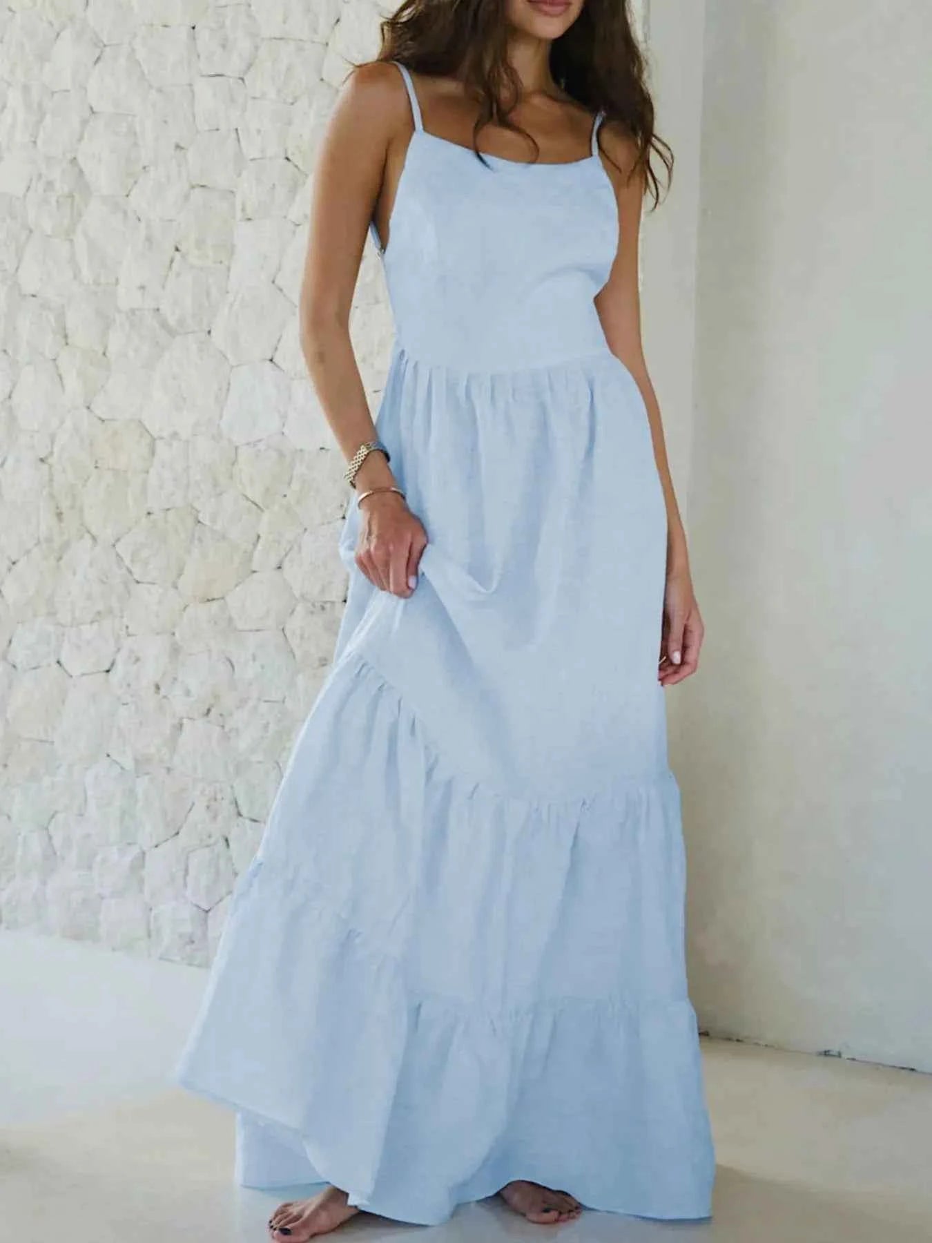 Tiered Maxi Cami Dress with Ruffled Hem Sky Blue c0619bac-2cea-46e2-9f7b-52de4214a92e-Max-Origin