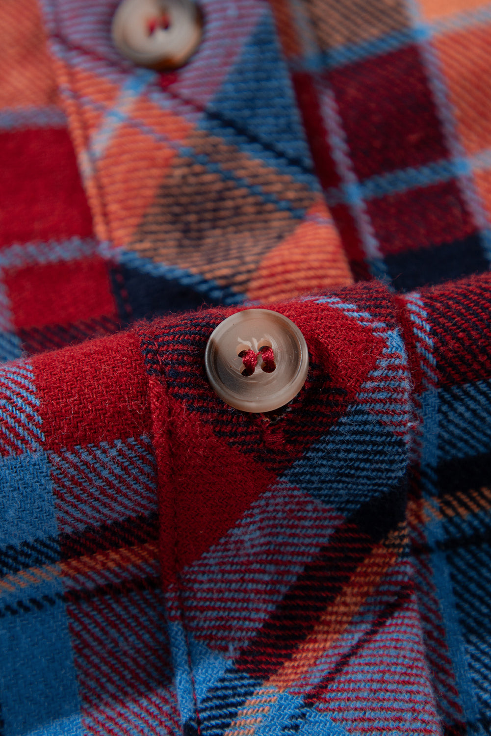 Orange Plaid Print Pocket Loose Shirt Shacket c0865271f7d7a2d9