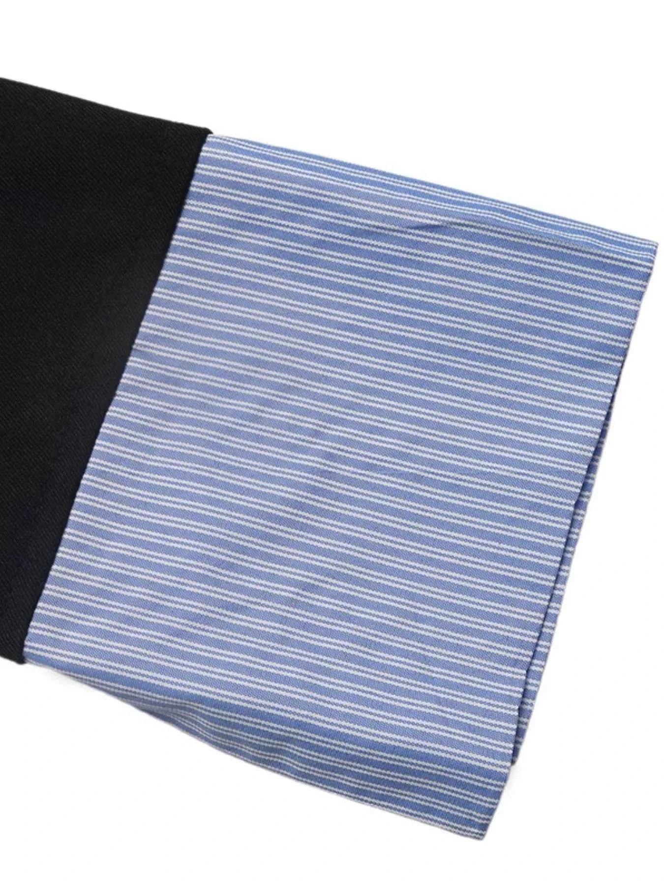 Striped Collar Long Sleeve Fake Two-Piece Blazer c09a1cbd-940a-4022-94a7-e69050208518-Max-Origin