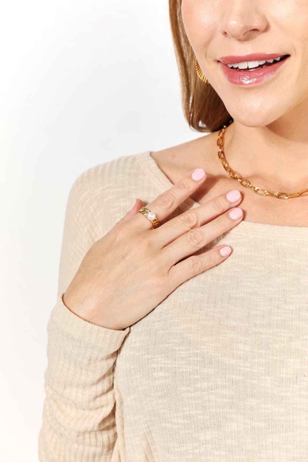 Adored Pearl Stainless Steel Open Ring c0ad9250206e4230bd3518a45cb73501-Max