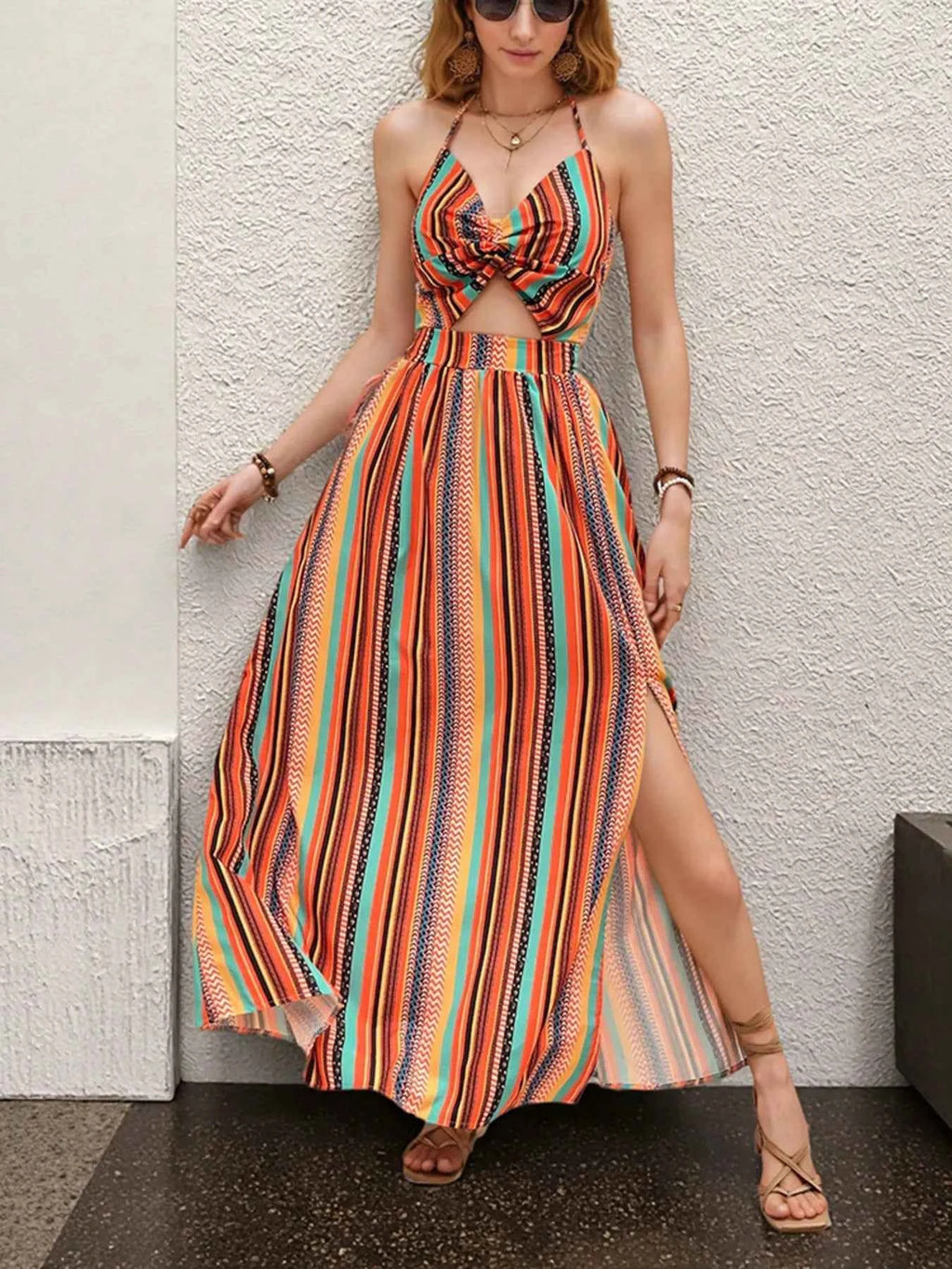 Striped Halter Maxi Dress with Cutout Detail c0b6be20fbc6415fa38e2771040ad1fb-Max-Origin