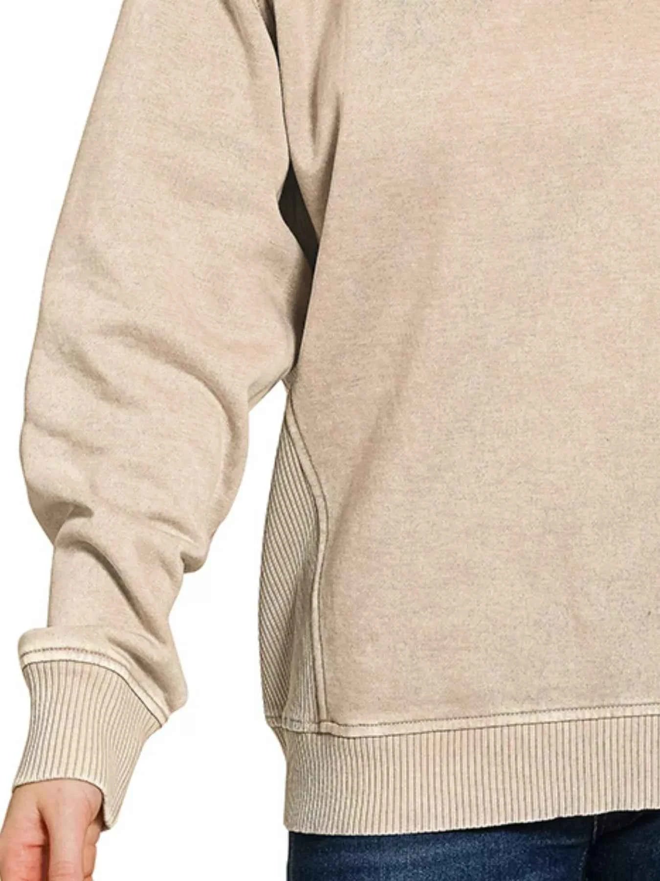 Zenana Acid Washed Fleece Sweatshirt with Side Rib c0d1e3c3-a549-460c-8e39-d3da05328c7e-Max-Origin