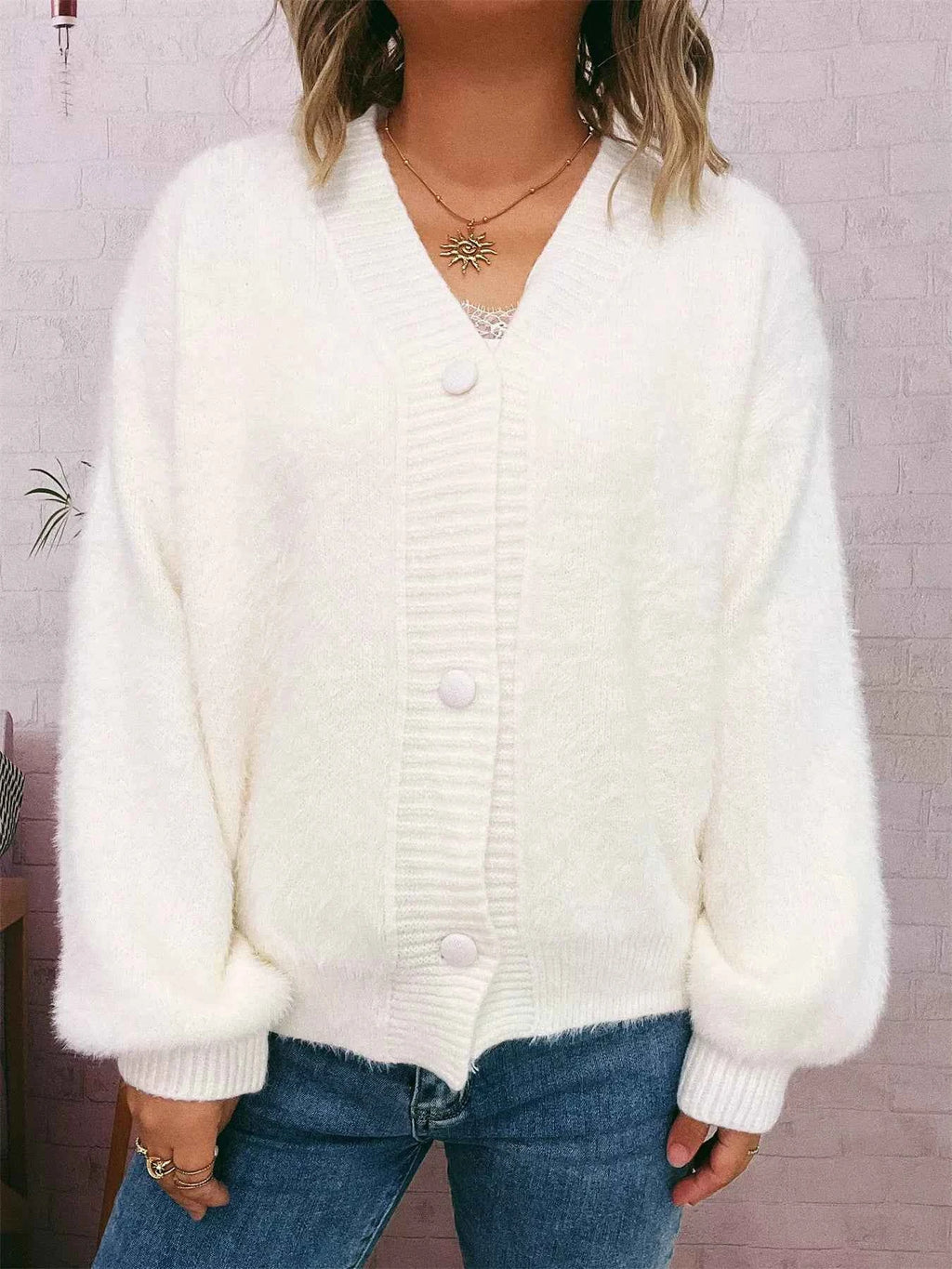 Fuzzy Button-Up Long Sleeve Cardigan c0d60e0ea37c4cfcb2f8d4a021fa6891-Max-Origin