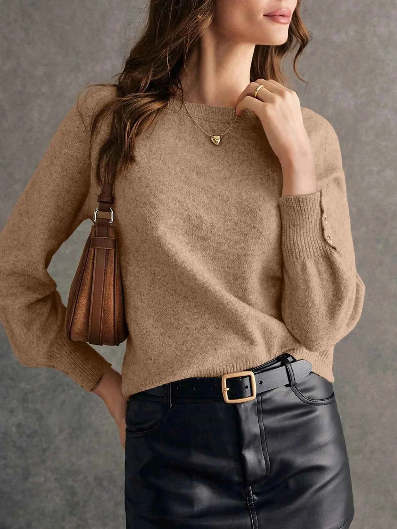 Crew Neck Long Sleeve Sweater c0e18652-e411-4e32-b5fe-9f60d7e711c8-Max-Origin