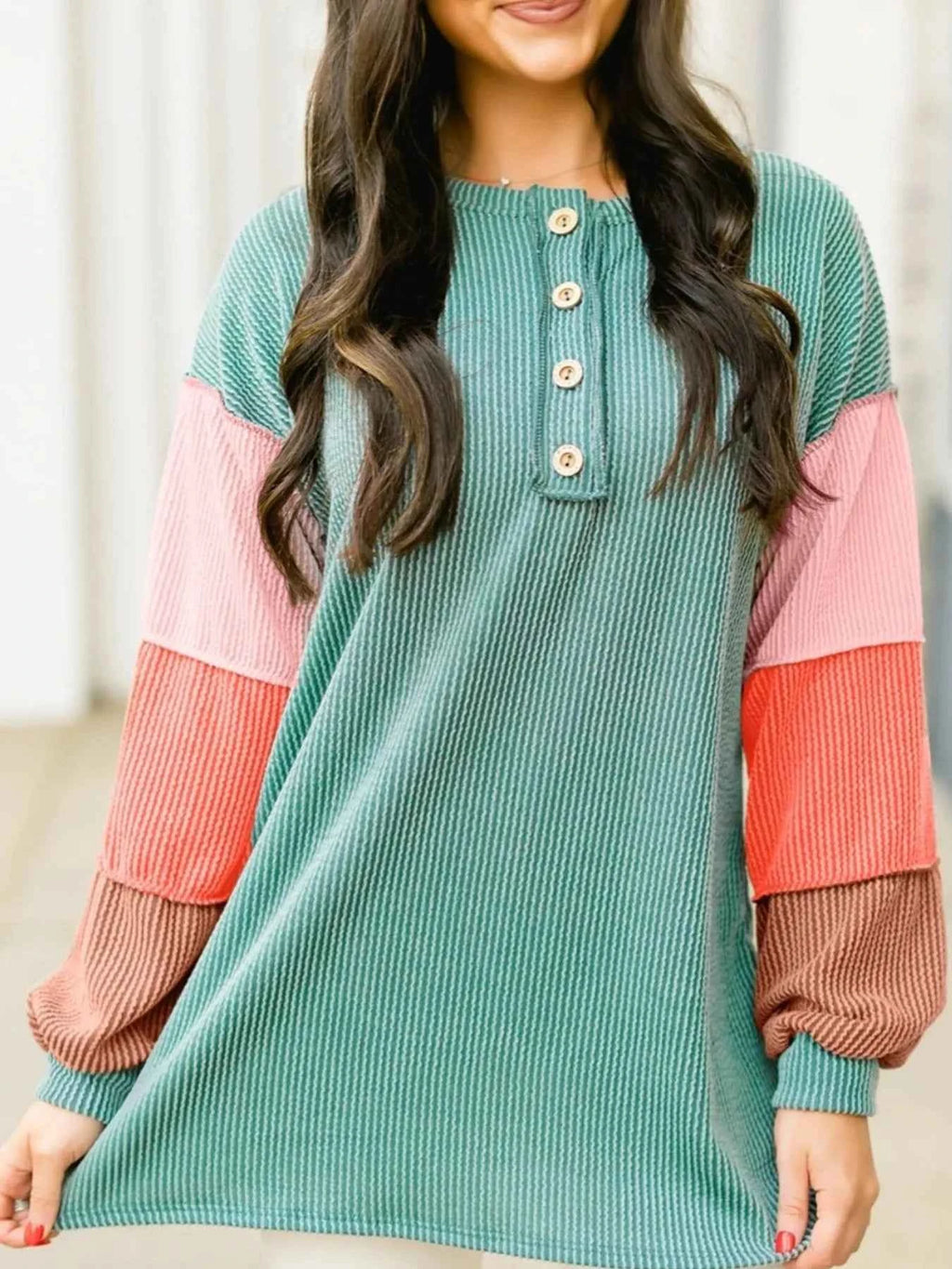 Color Block Ribbed Knit Henley Sweatshirt c113a454-712f-41fc-9af8-1fe5d51b1f72-Max-Origin