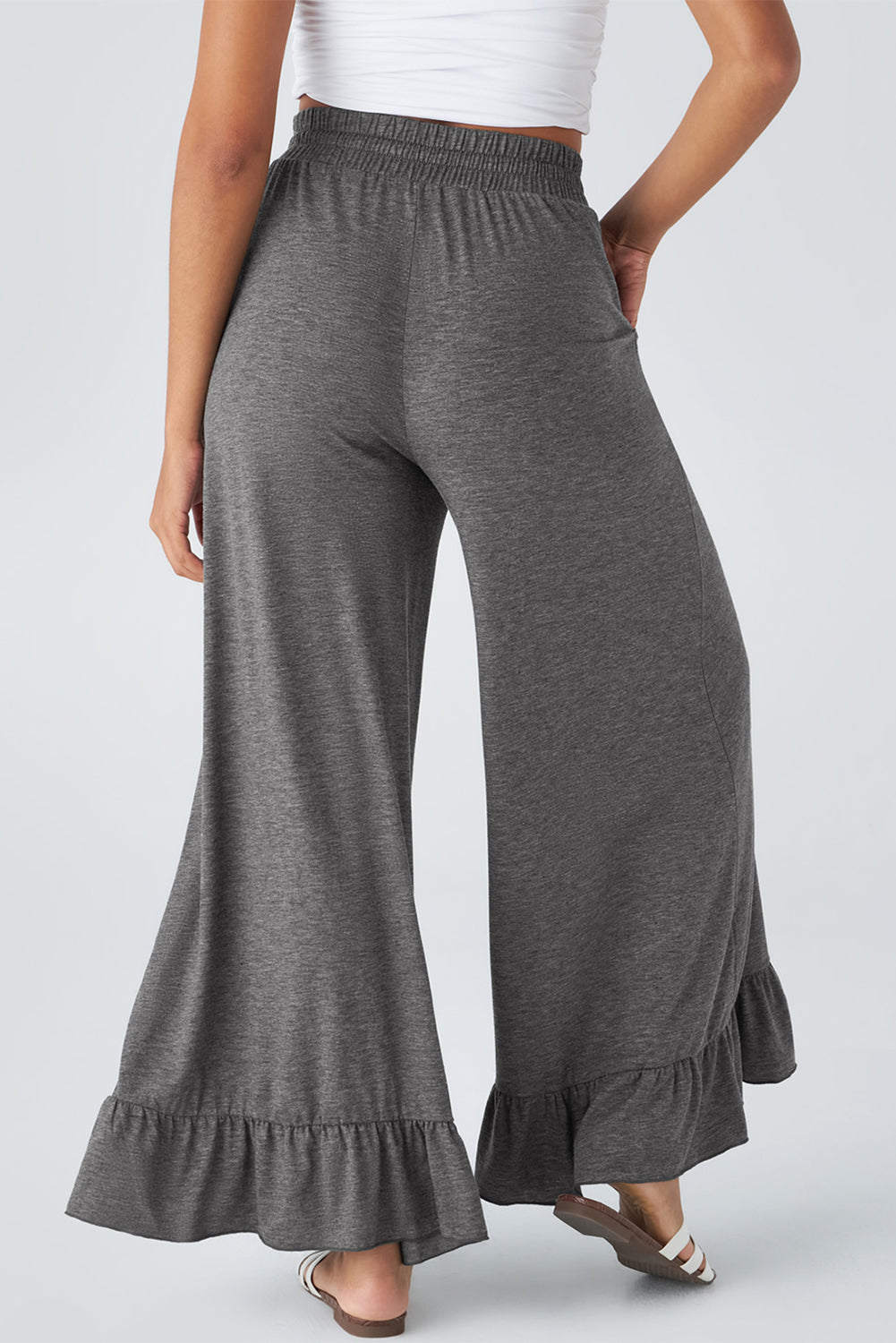 Dune Solid Color Ruffle Hem Wide Leg Pants c11f7613a2507a2f
