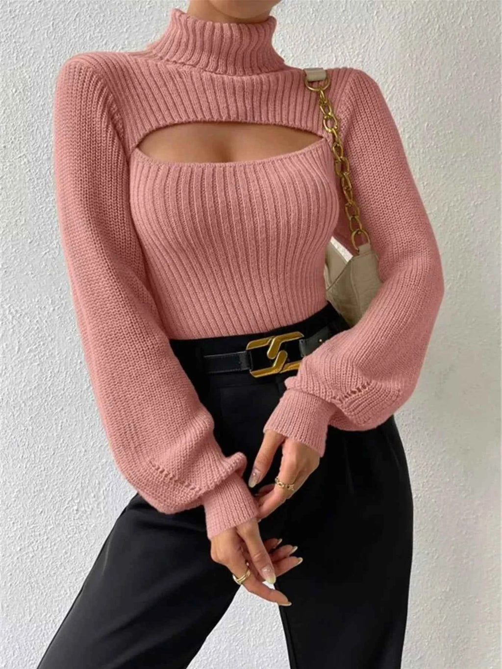 Cutout Front Turtleneck Long Sleeve Sweater c1677914aae44e3ba82b6bd682f39195-Max-Origin