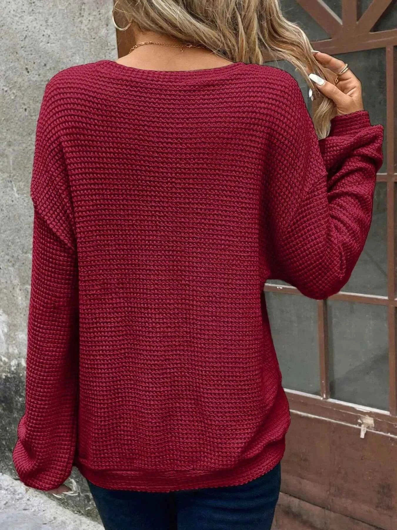 Plus Size Relaxed Fit Waffle Knit Round Neck T-Shirt c1689db9bd9c495eb0621df2254467fc-Max-Origin