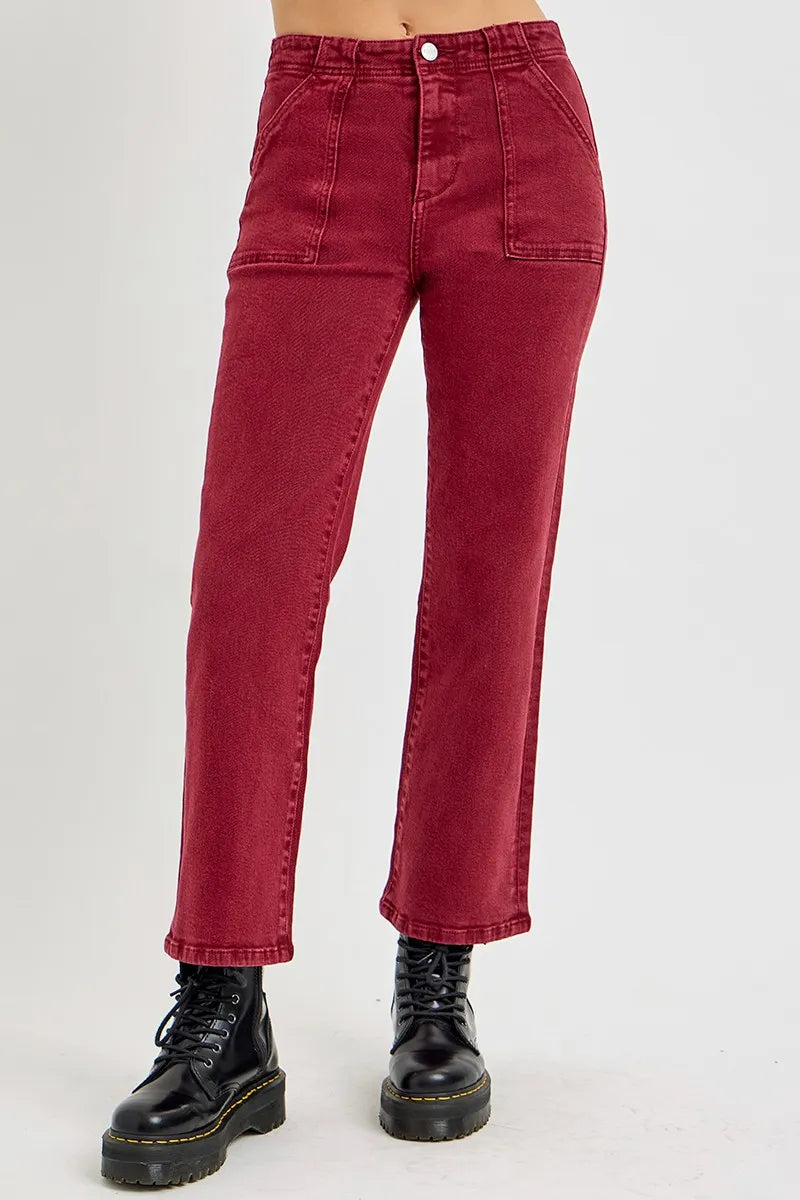 RISEN Full Size High Rise Straight Jeans with Patch Pockets Wine c178a8f4-53c4-43b6-9ab2-b48e0ada7256-Max