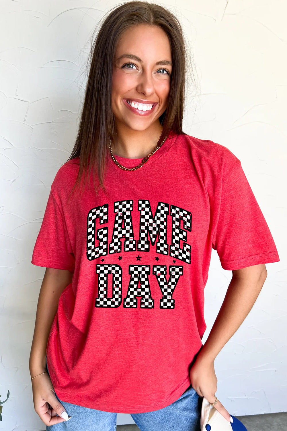 Red Checkered Game Day Graphic T Shirt c18732407b8deb9d