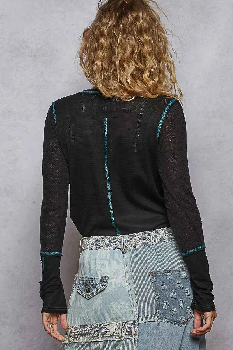 POL Long Sleeve Top with Contrasting Stitching c187aff4-cab1-4969-acc6-75286610b6b7-Max-Origin