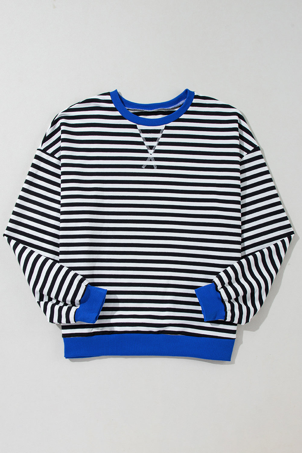 Black Stripe Contrast Edge Cross Seam Oversized Sweatshirt c18fad3185258fdd