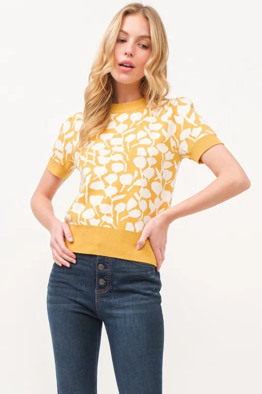 And The Why Short Sleeve Leaf Pattern Knit Top c1a472b80e28483183d991b3767d8738-Max-Origin