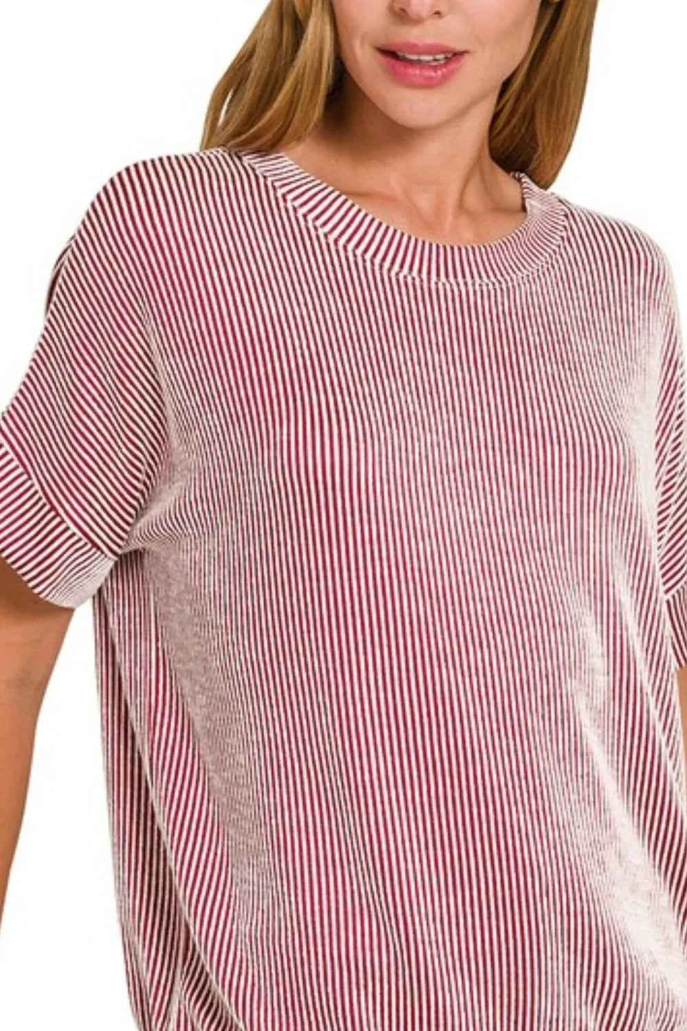 Zenana Corded Rib Short Sleeve T-Shirt c1b589fe-d3ba-4e87-b89e-be5ac9900920-Max-Origin