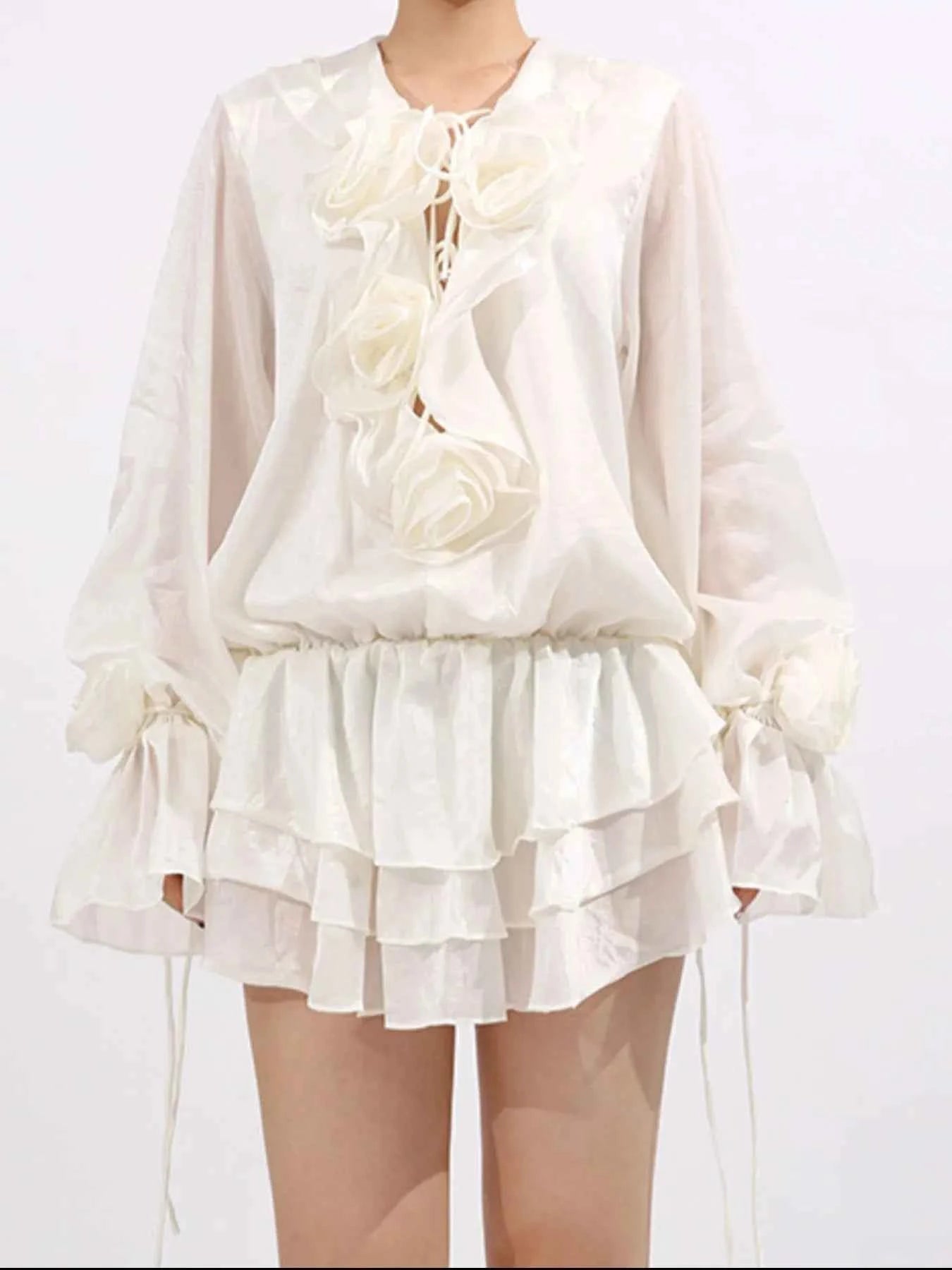 Flower Ruffled Long Sleeve Dress c1da0072-54f6-4dff-b6cf-4390a3441248-Max-Origin