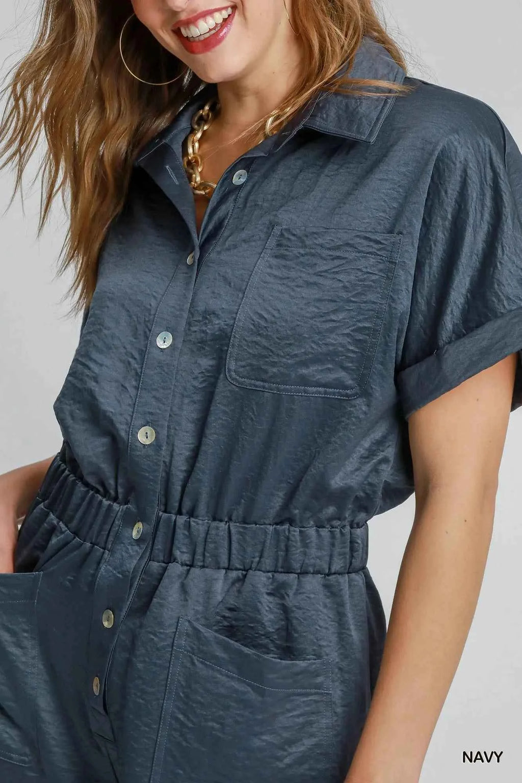 Umgee Button Down Charmeuse Romper c1fe964b-0417-4089-a547-c1fb22232f97-Max-Origin