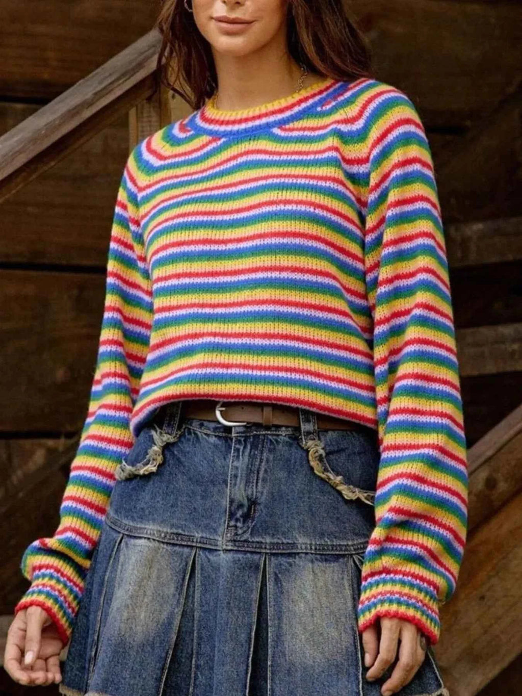 Rainbow Striped Pullover Sweater c235cab8-b328-4bcd-9d82-9222c5a3734b-Max-Origin