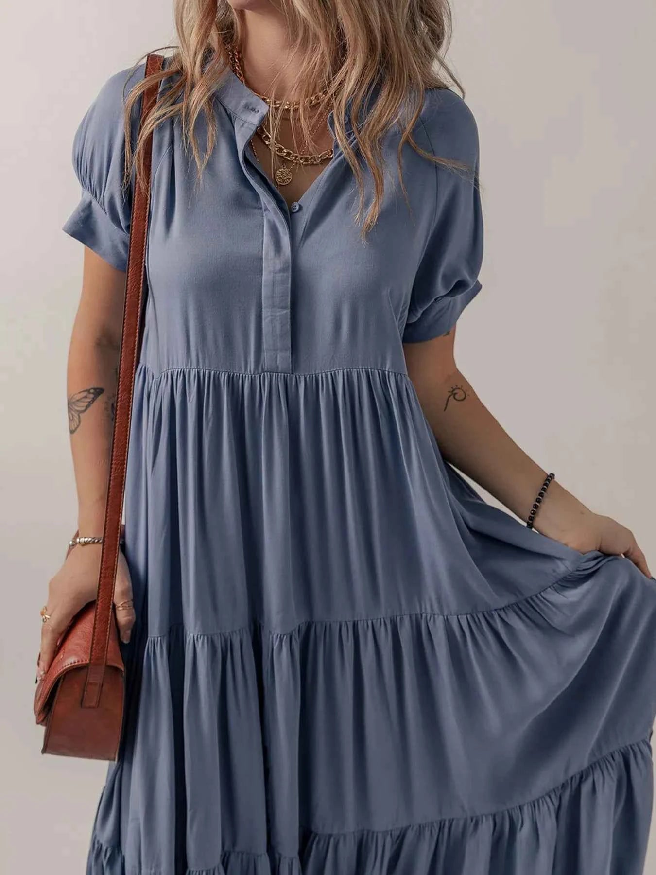 Short Sleeve Tiered Maxi Dress c27aa46c4d5e450b9c83357044180eb5-Max-Origin